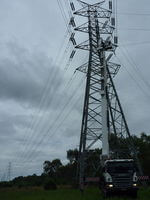 Maintance on SP Ausnet transmission Power Lines with the 70m travel tower.