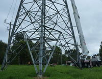 Maintance on SP Ausnet transmission Power Lines with the 70m travel tower.