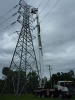 Maintance on SP Ausnet transmission Power Lines with the 70m travel tower.