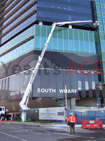 60 Metre Cherry Picker being used to install glass sheets