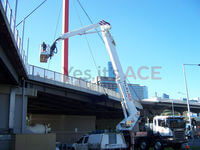 Melbourne Australia installation of lights on Telstra bridge in the city