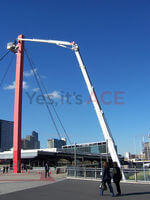 Melbourne Australia installation of lights on Telstra bridge in the city