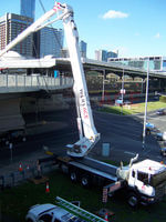 Melbourne Australia installation of lights on Telstra bridge in the city