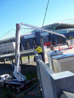 Melbourne Australia installation of lights on Telstra bridge in the city